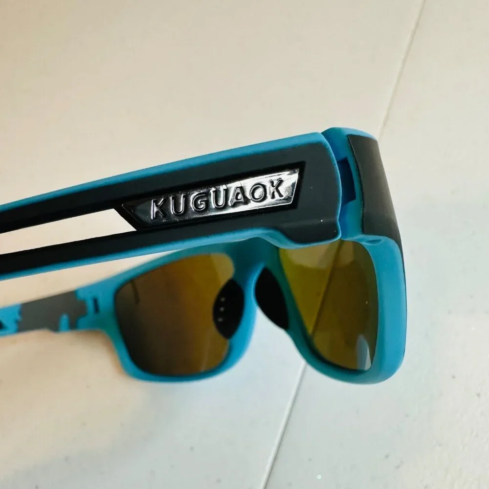 Kuguoak Blue Mirror Polarized Sports Sunglasses UV Protection Driving Fishing